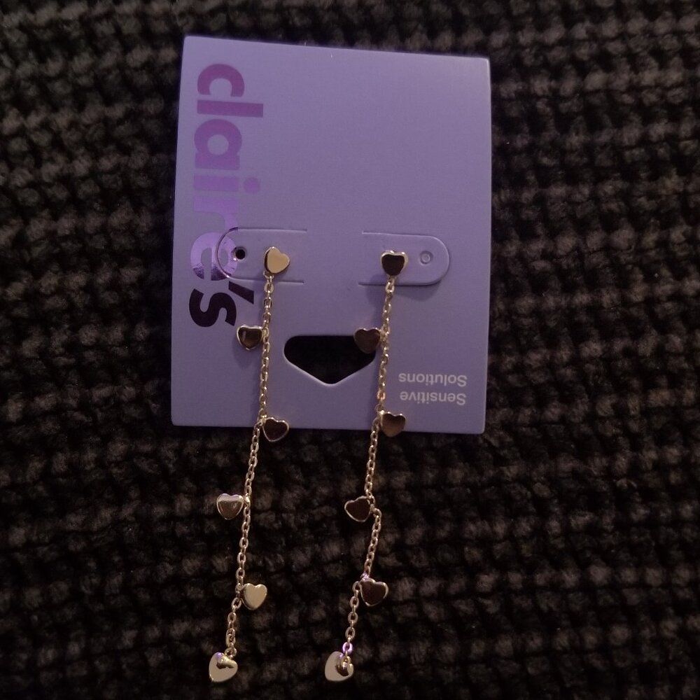 Claire's Gold Heart Dangle Earrings